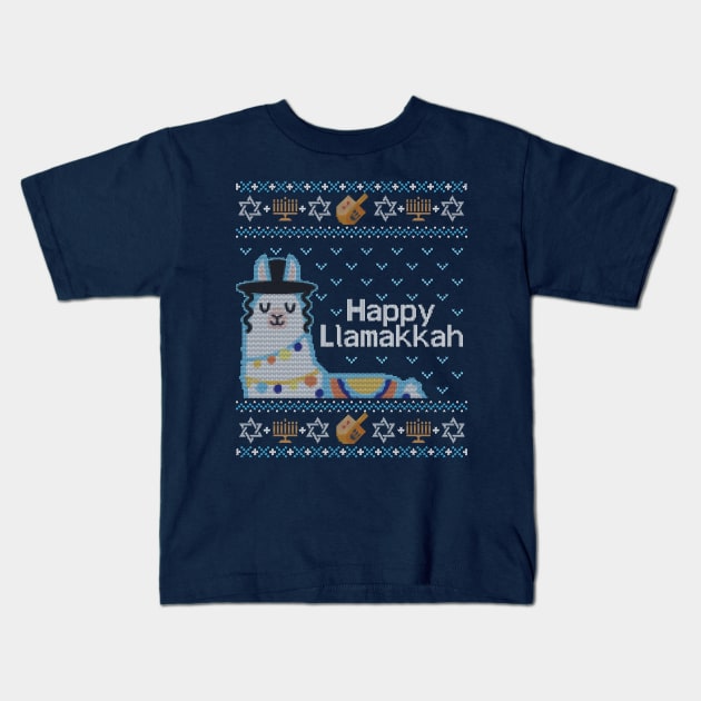 Funny Ugly Hanukkah Sweater, Llama Llamakkah Kids T-Shirt by HolidayoftheWeek